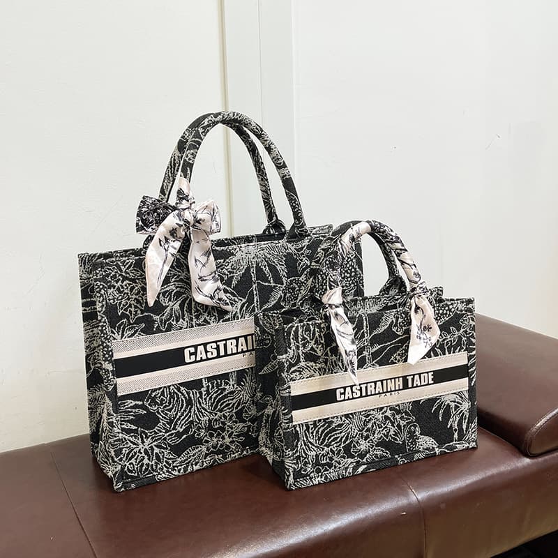 Cross-border Vintage Printed Large Capacity Tote Bag Simple Casual Women's Handbag Fashionable Daily Commute Shoulder Bag