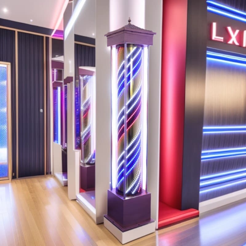 Floor-standing salon sign light with LED, antique bronze barber pole, bright illumination (duplicate entry).