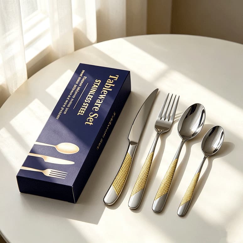 410 stainless steel tableware set 24 pieces light luxury western steak knife, fork and spoon home hotel tableware gift box