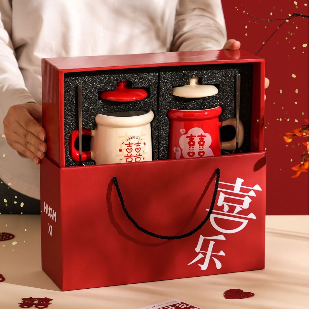 Xile Ceramic Couple Cup Creative Mug Wedding Gift Annual Party Souvenir Water Cup Printed LOGO Cup