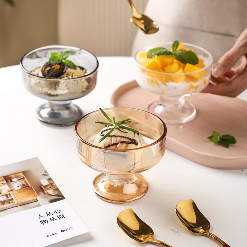 Trending Ins-style Ice Cream Cup Glass Tall Dessert Cup Household Ice Cream Cup Milkshake Cup Yogurt Cup Fruit Cup