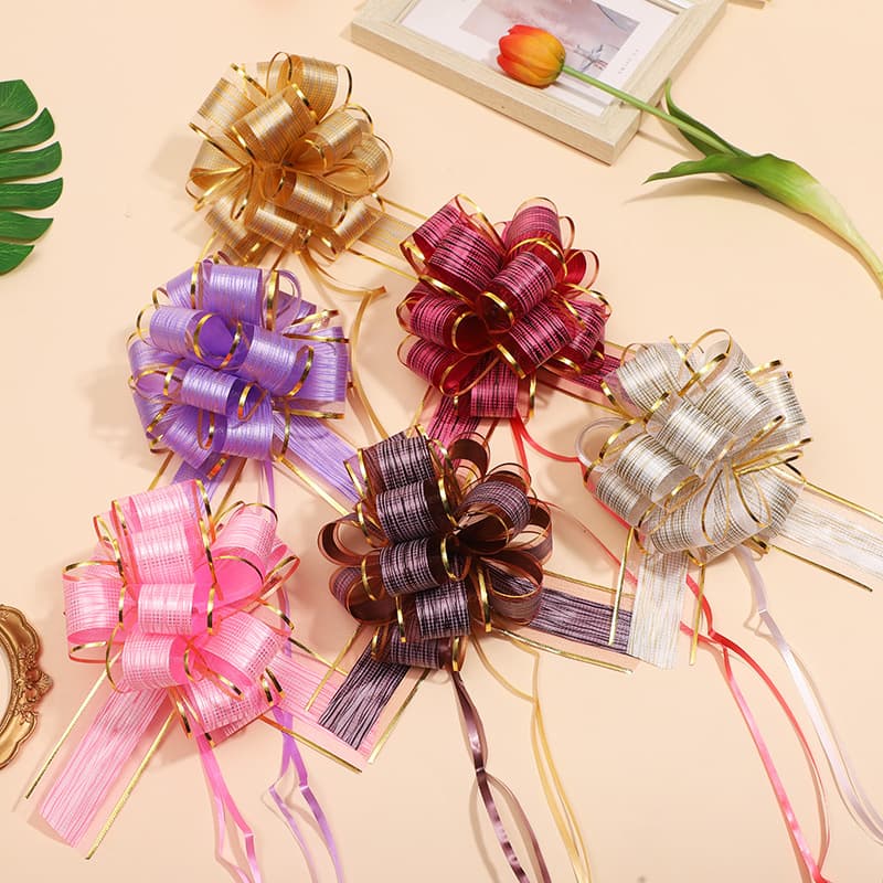 Cross-border 30# medium textured 3D ball flowers, Christmas gift wrapping bark streamer ribbon manufacturer wholesale.