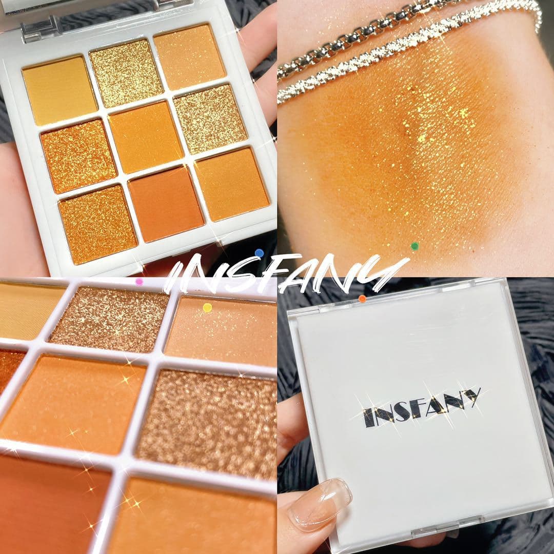 insfany Sunset Red Brown 2nd Generation 9-Color Eyeshadow Palette Shimmer Matte Earth Tone Mocha Orange Brown Xiaohongshu Bestseller