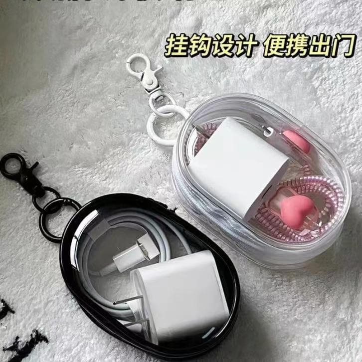 Transparent Data Cable Storage Pouch for Outdoor Digital Charger, Multi-Purpose Portable Visible Storage Bag in Stock