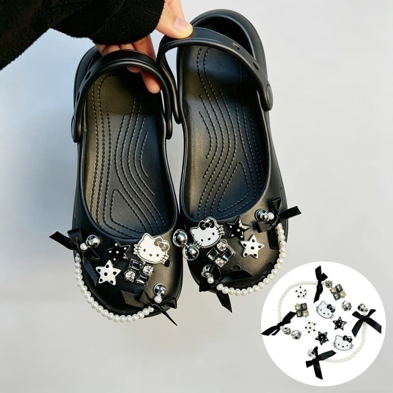 New Fashion Premium Silver Butterfly Girl's Heart Croc DIY Accessories Decoration Rhinestone Shoe Charms