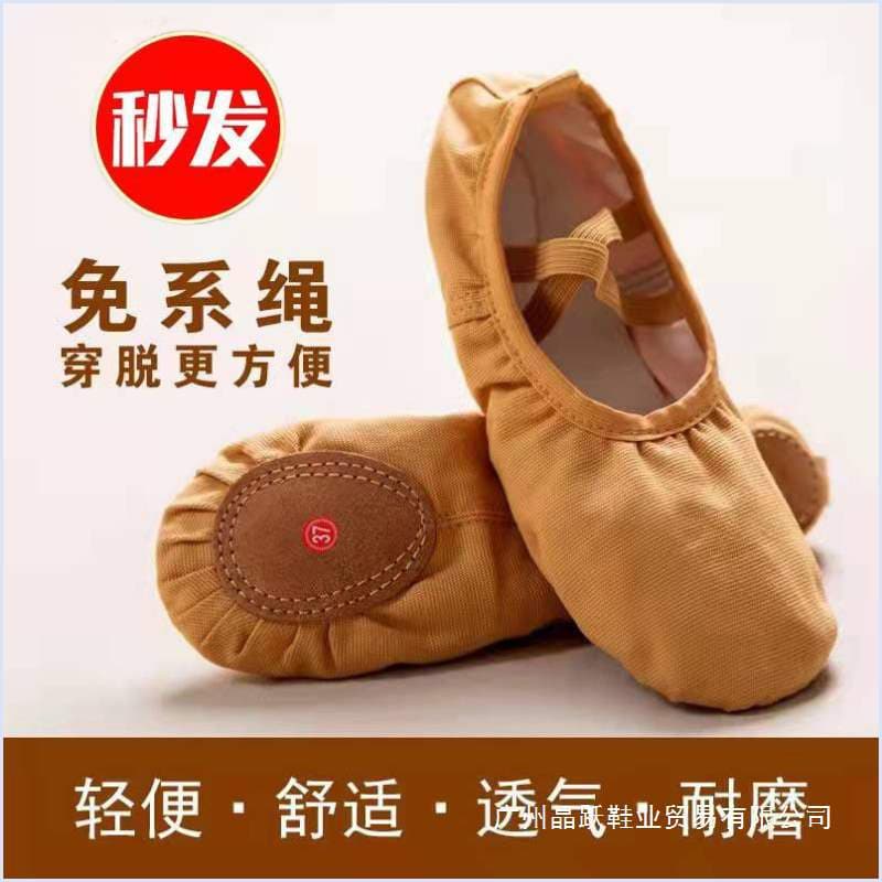 Adult and children's dance shoes, no-tie or tie-up soft leather toe or cloth toe practice shoes, dancing shoes, women's dance practice footwear