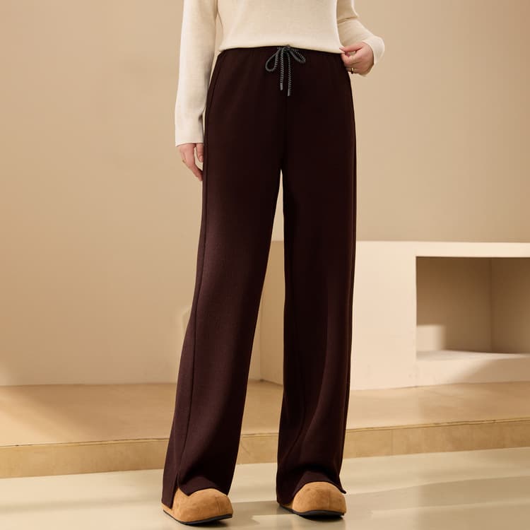 [Glutinous rice mopping pants] Slit design drapey knitted pants slim and beautiful plus size women's fat mm2025 winter new style
