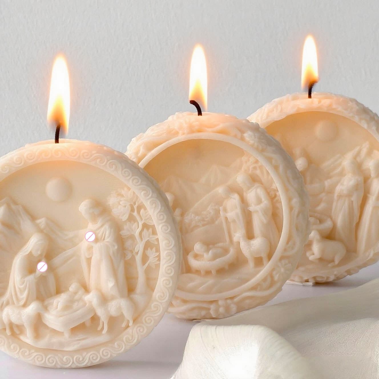 Jiahui Mei Round Moon Scented Candle Silicone Mold DIY Full Moon Plaster Handmade Soap Ornaments Grinding Tool Cross-Border