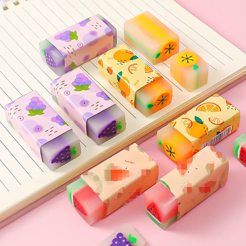 Cartoon Creative Fruit Eraser Primary School Students Exam Pencil Eraser Children Stationery Supplies Drawing Sketching