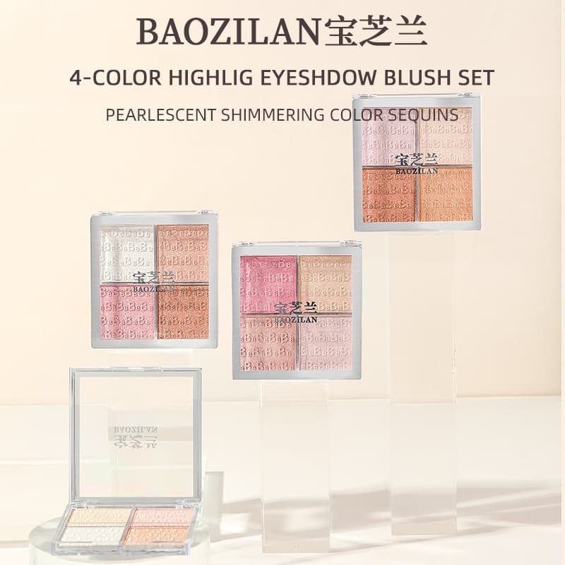 Baozhilan's new four-color foreign trade four-color contouring high-gloss eyeshadow palette mashed potato matte easy-to-color cross-border makeup