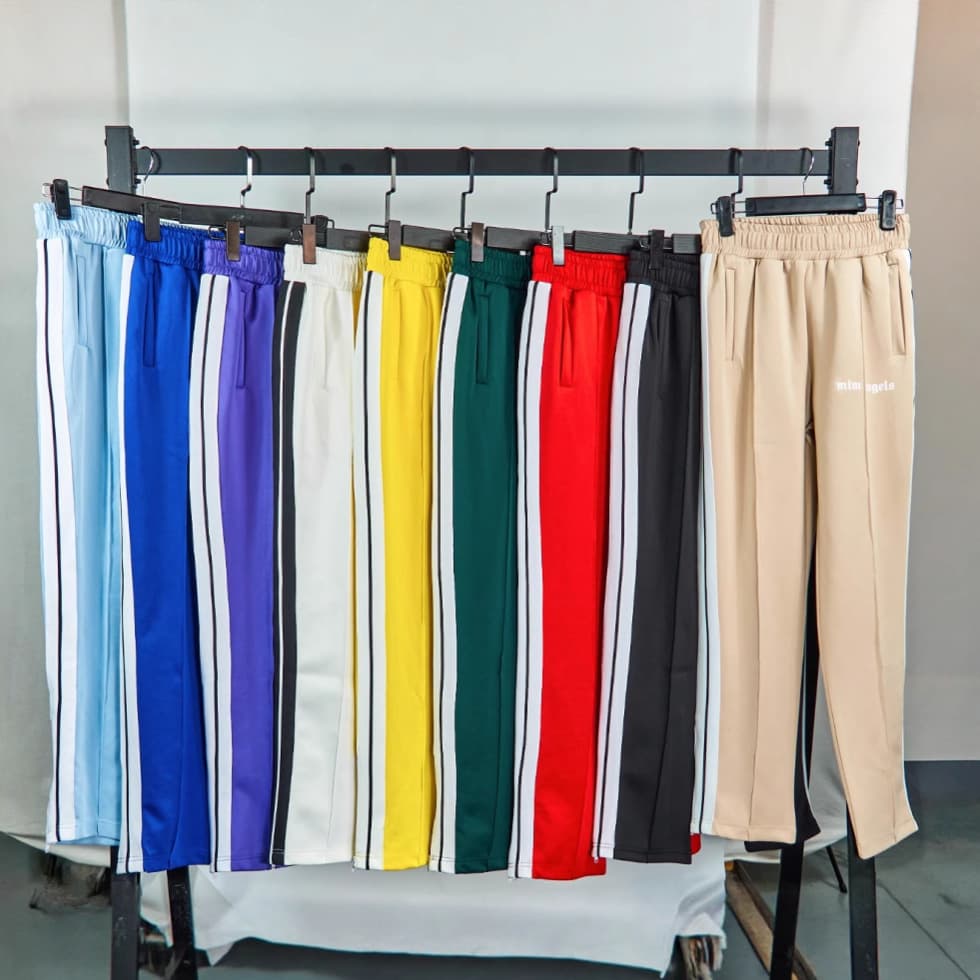 Correct Version PA Letter Palm Tree Angel Casual Pants High Street School Pants Zipper Hem Sports Drawstring Long Pants