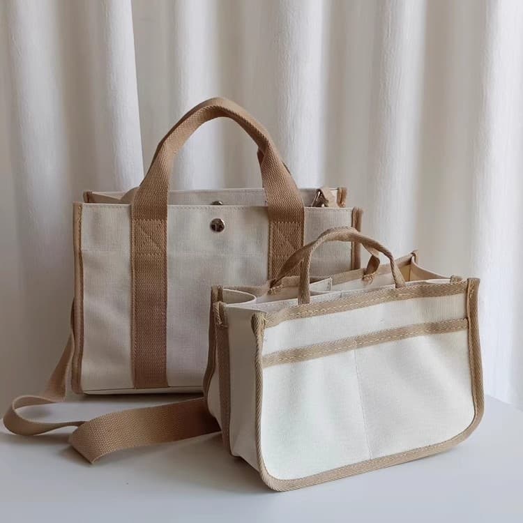 Multi-compartment handbag stiff canvas bag multi-compartment tote bag mother bag commuter bag mother and baby mommy bag portable