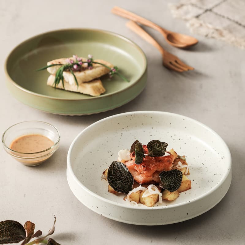 Japanese-style Ceramic Deep Plate Creative Plate for Home Use Retro Coarse Pottery Dinnerware Salad Plate Pasta Plate Rice Plate