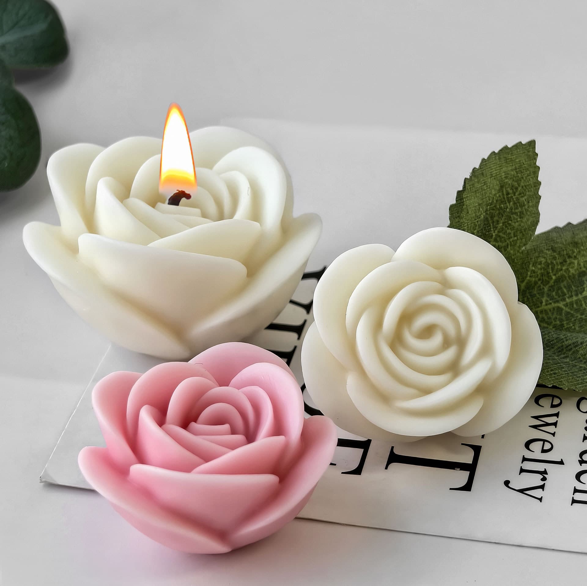Jiahuimei Rose Scented Candle Silicone Mold DIY Valentine's Day Flower Candle Aromatherapy Stone Mold