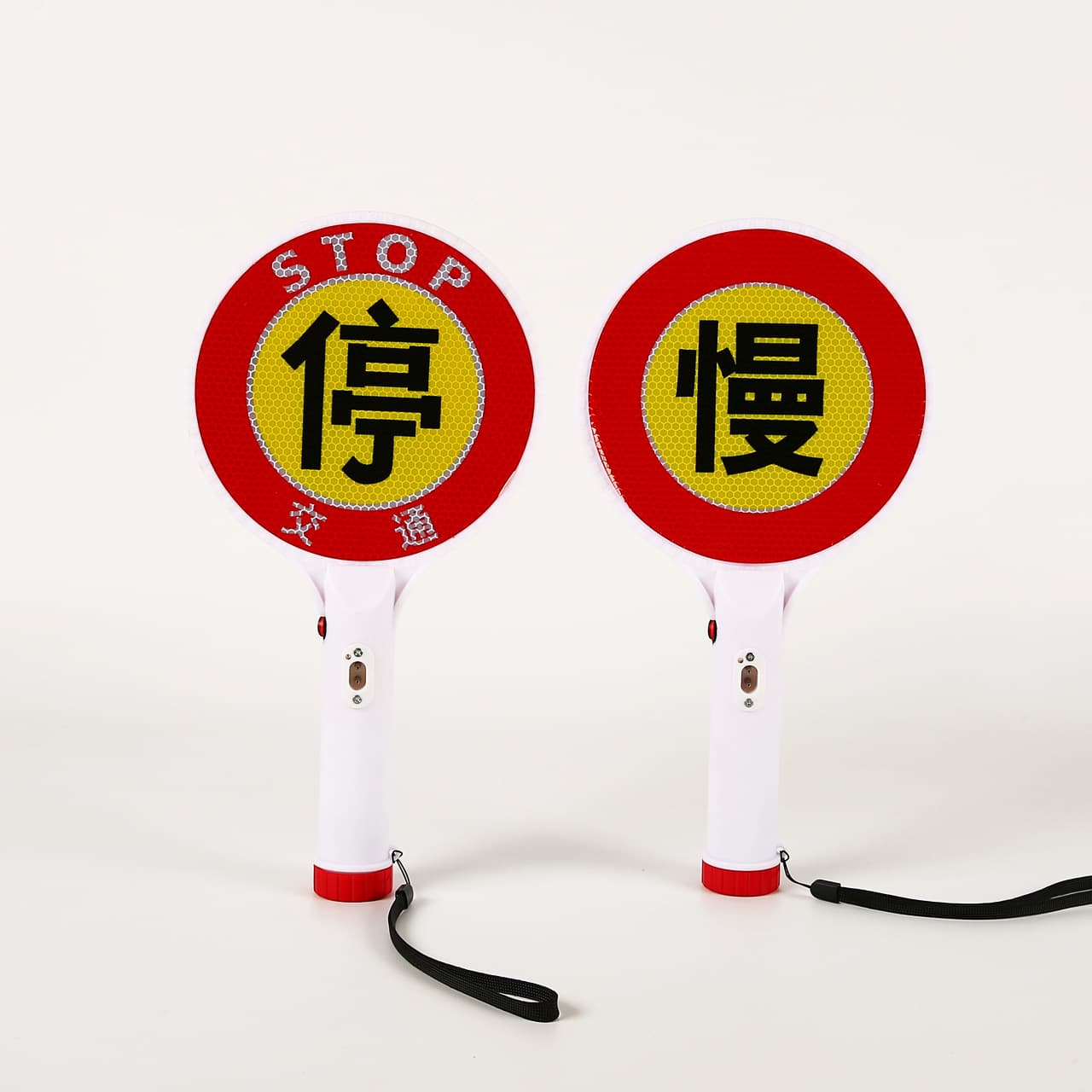Rechargeable Traffic Stop Sign Handheld "Slow" Word Intersection Inspection Car Stopping Indicator Flashing Warning Baton