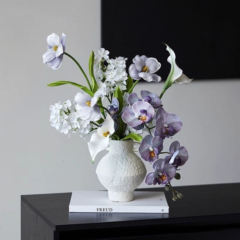 Living Room Luxury Vase for Table Decoration High-End French Retro Floral Arrangement Artificial Flowers Blue Wind