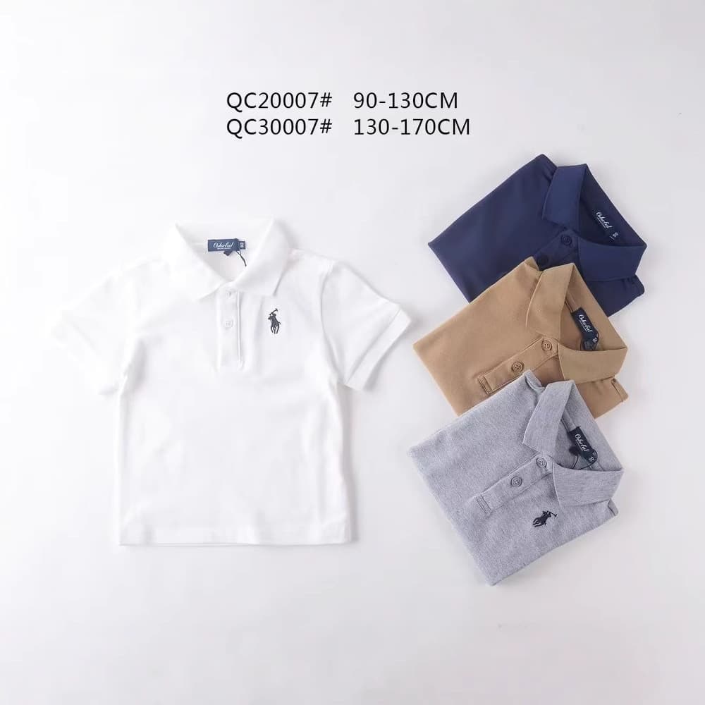 New Export Boys Short Sleeve Polo Shirt for Big Kids Pique Cotton Turn-down Collar T-shirt