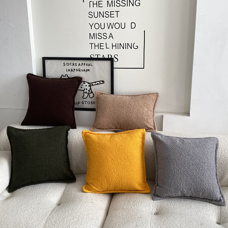 Modern Minimalist Lamb Velvet Pillowcase Pure Color Bedroom Sofa Backrest Cushion Cover Teddy Velvet Waist Pillow Case