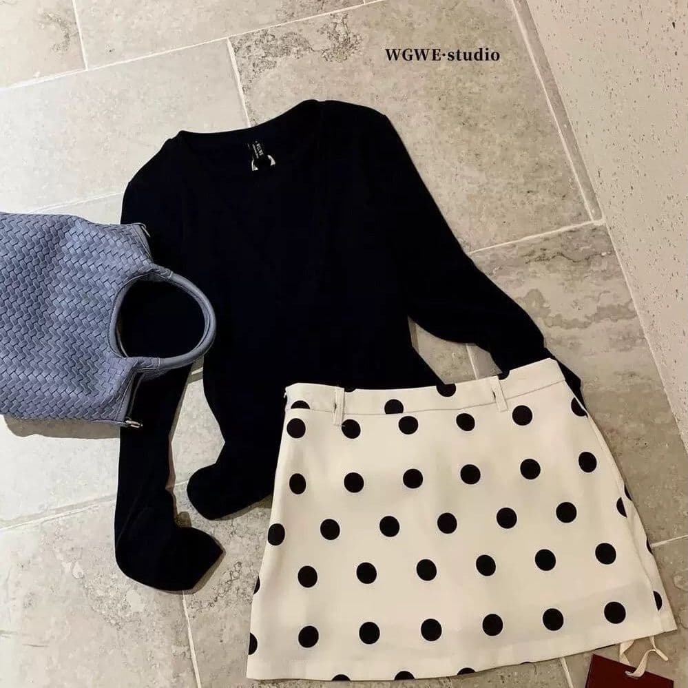 Brown Polka Dot Print Skirt for Women, New Summer High-Waist Slim Fit Bodycon Skirt, Anti-Exposure Versatile A-Line Mini Skirt