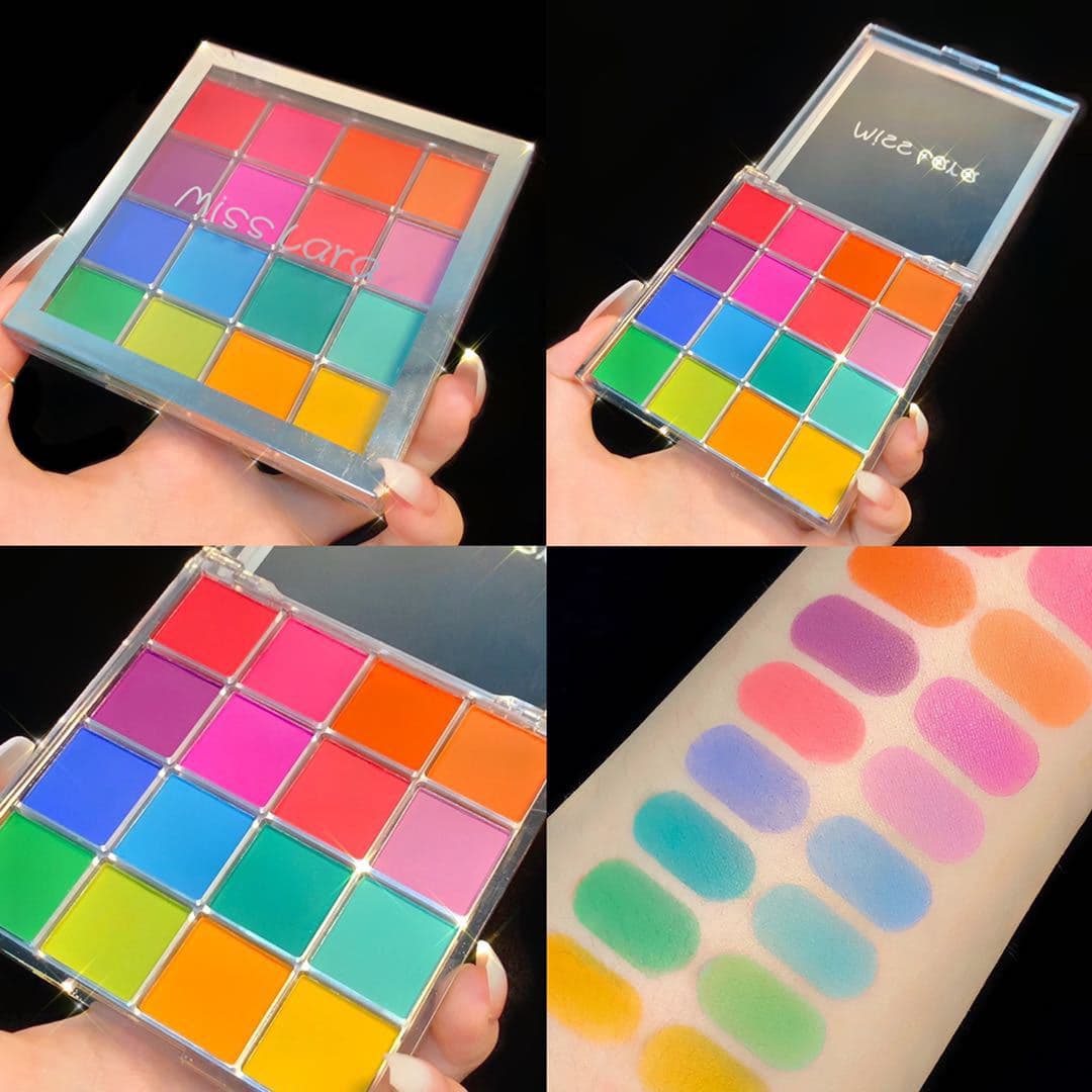 Miss Lara 16-Color Eyeshadow Palette Pearl Matte Earth Tone Green Purple Sparkle Fine Glitter Ins Super Hot