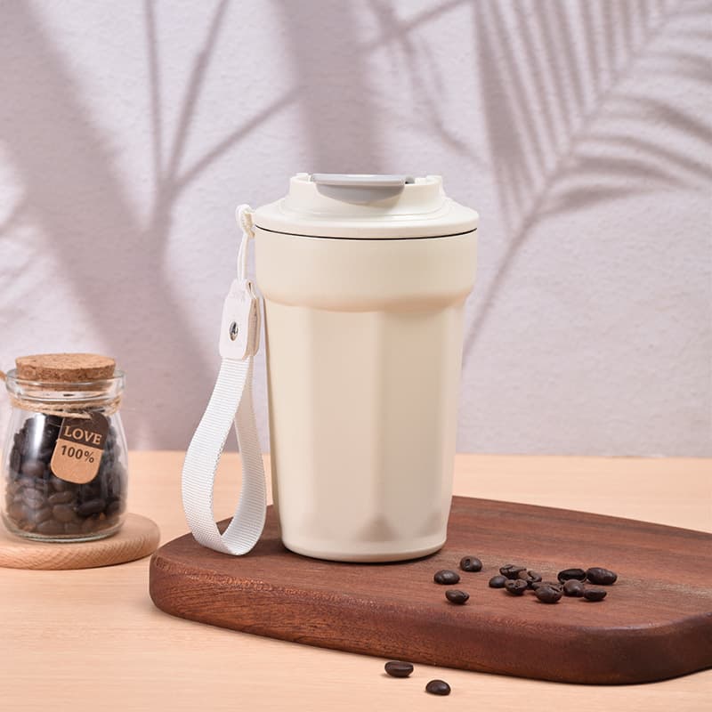 Custom Gift Coffee Mug Stainless Steel Insulated Tumbler Travel Cup Portable with Rope Handle Outdoor Travel Portable Car Cup