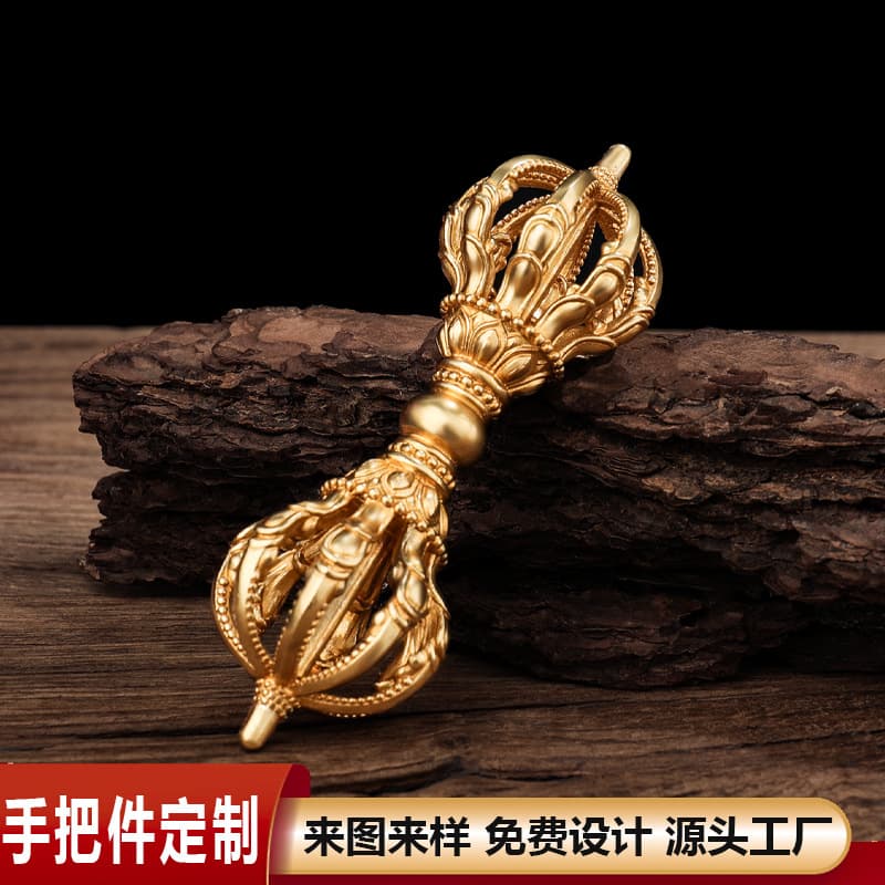 Tibetan-style Nine-Pronged Vajra Pestle Tibetan Brass Handheld Item for Home or Office Decoration, Nepalese Ritual Implements Direct from Factory