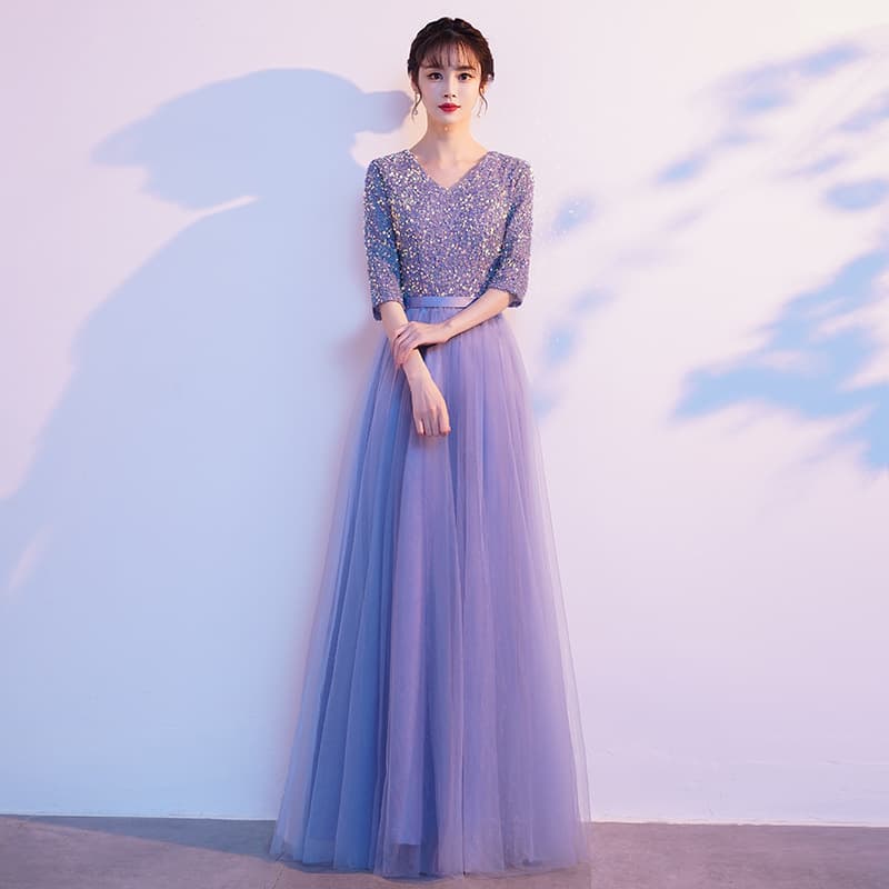 Chorus Performance Dress Women Long Gown Student Adult Ceremony Art Exam Piano Performance Banquet Evening Gown Shiny Elegant