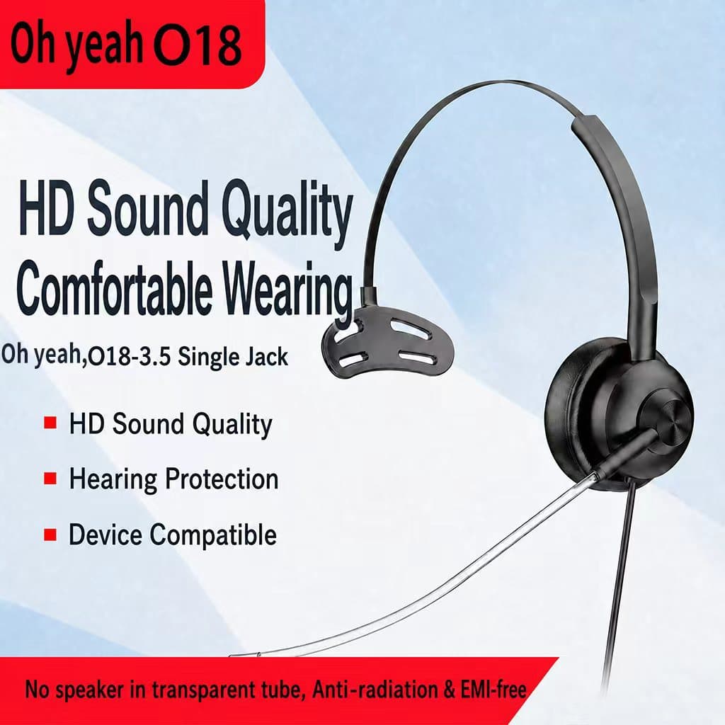 Oyeah O18anc 3.5mm Call Center Wideband Enc Telephone Customer Service PC Headset Mono Headset