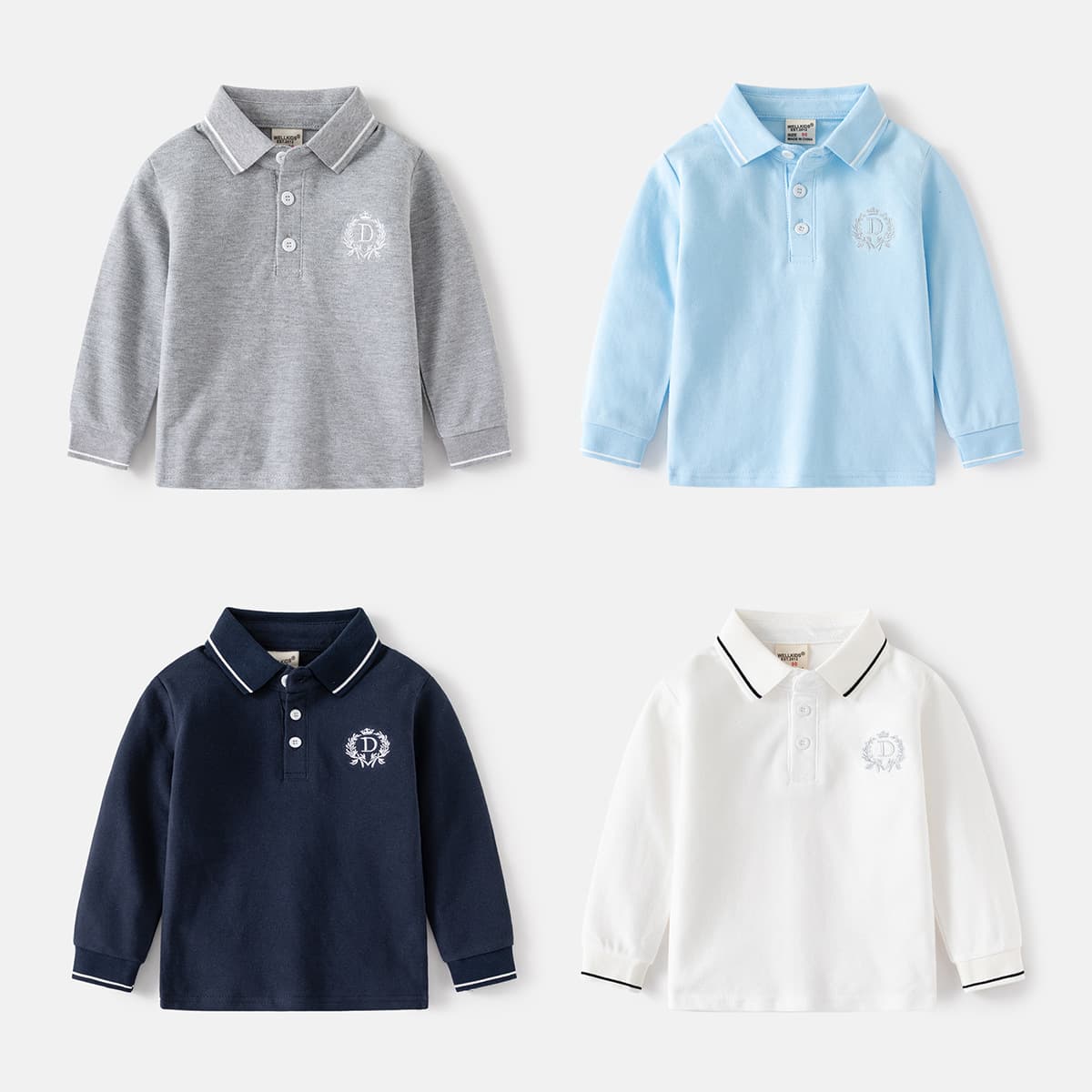 Children's polo shirt 2025 autumn new boys' solid color collared T-shirt long-sleeve baby pullover foreign trade wholesale