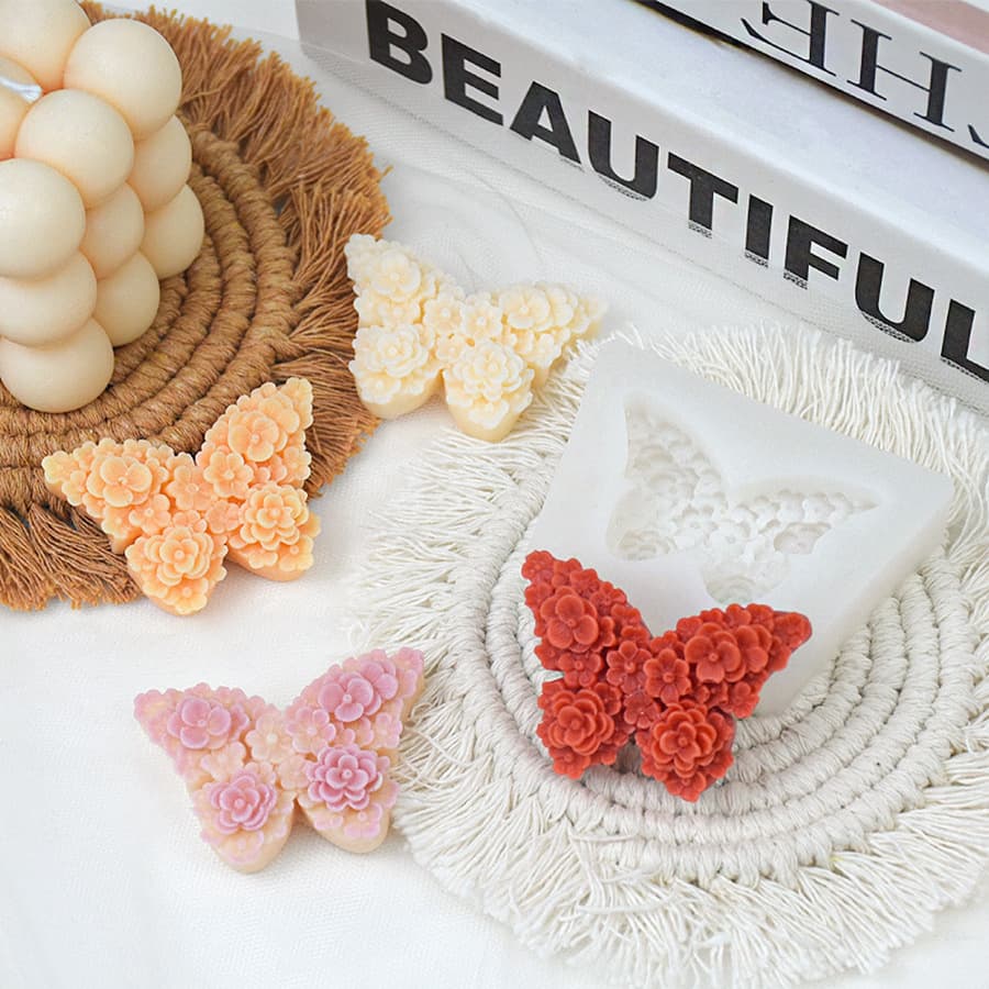 Elegant Flower Butterfly Scented Candle Aroma Stone Car Air Vent Decoration Pendant Silicone Candle Mold