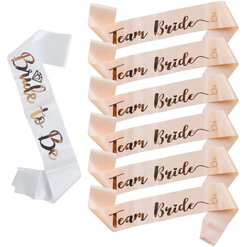 Bachelorette Party Bride to Be Bridal Shoulder Strap Champagne Rose Gold Lettering Team Bride Bridesmaid Shoulder Strap