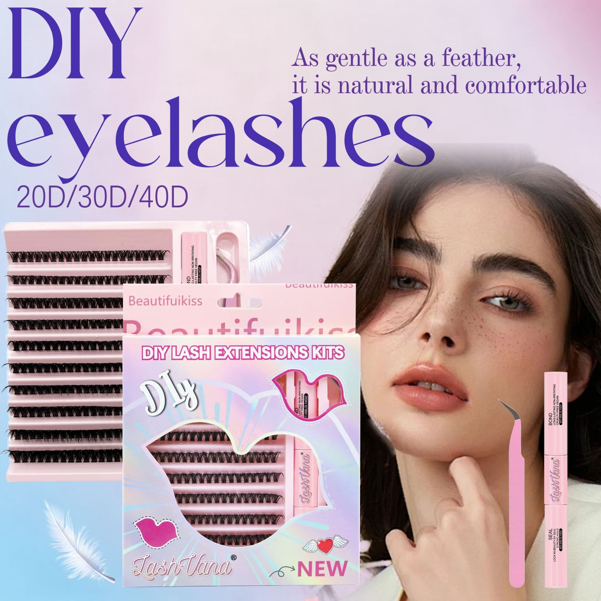 DIY Cross-Border European and American Thick Style Segmented False Eyelash Set Hot Melt Cluster Lashes Qingdao Eyelash Wholesale