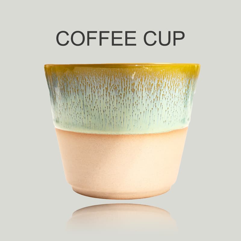 Cross-border Special Supply Yellow Ceramic Coffee Cup 215ml Kiln Change Handheld Wide Mouth Tasting Cup Latte Art
