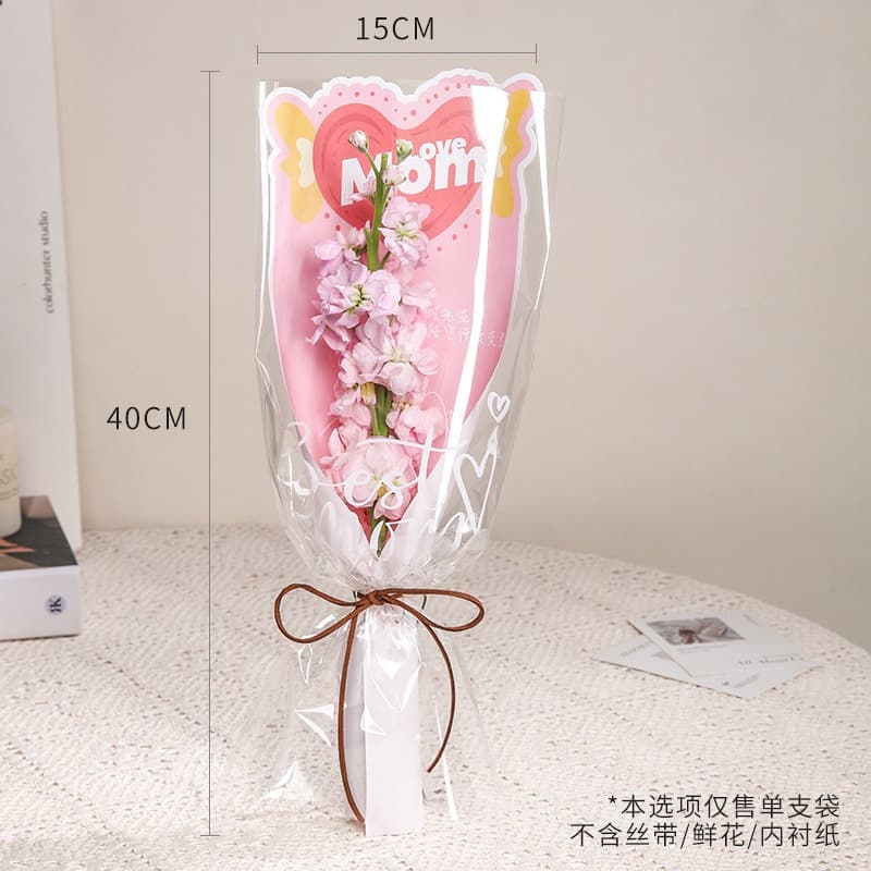 Wholesale Transparent Waterproof Flower Packaging Bags for DIY Wrapping, Cellophane for Flower Shops, Single Stem Bouquet Packaging Bags