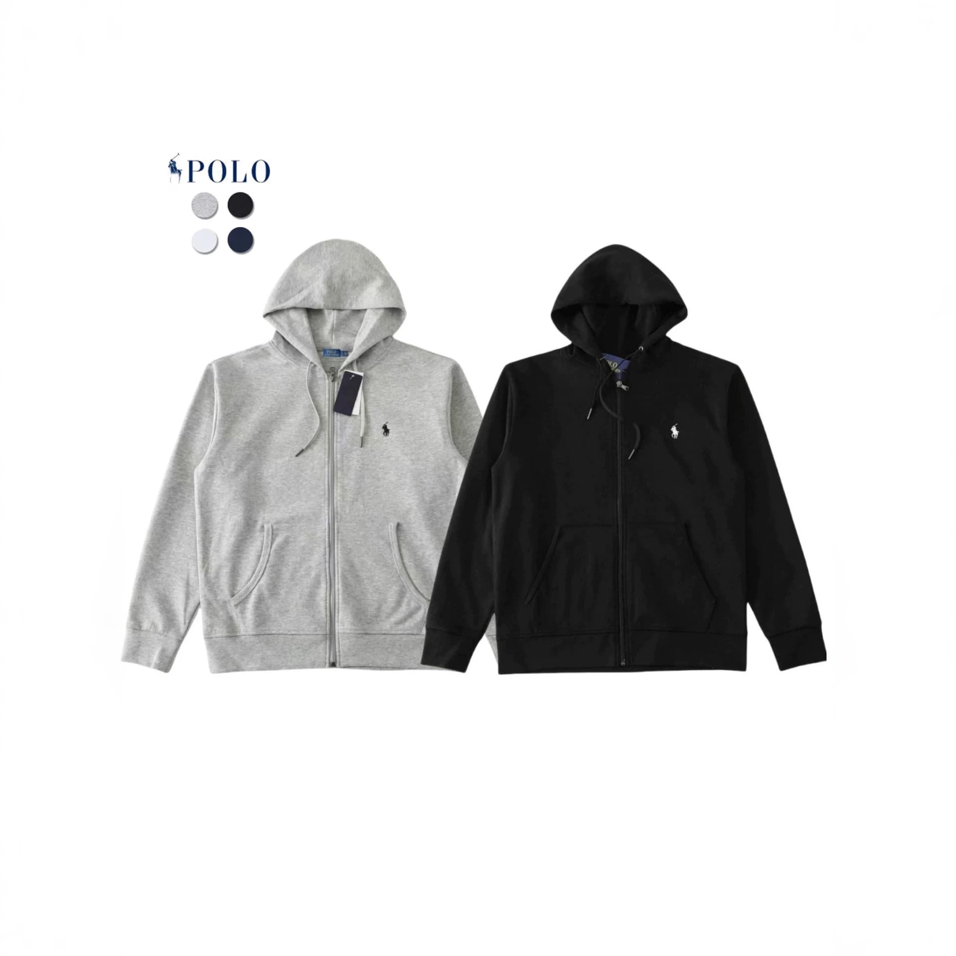 Cross-border Ralph Pony Logo Cardigan Hoodie Men Spring Autumn High Quality Cotton Hooded Sweatshirt RL Embroidered Jacket Wholesale