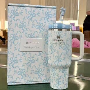 Stanley Insulated Cup 40oz Large Capacity Ballet Style Bow Straw Cup Gift Box Packaged Women's Floral Water Bottle