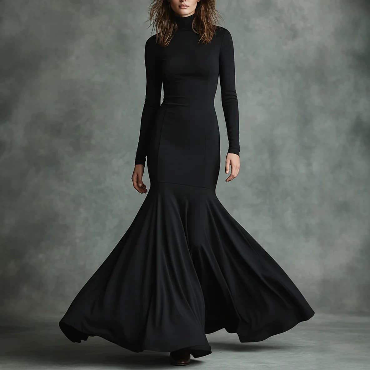 Cross-border European and American 2026 autumn and winter high-end fishtail dress