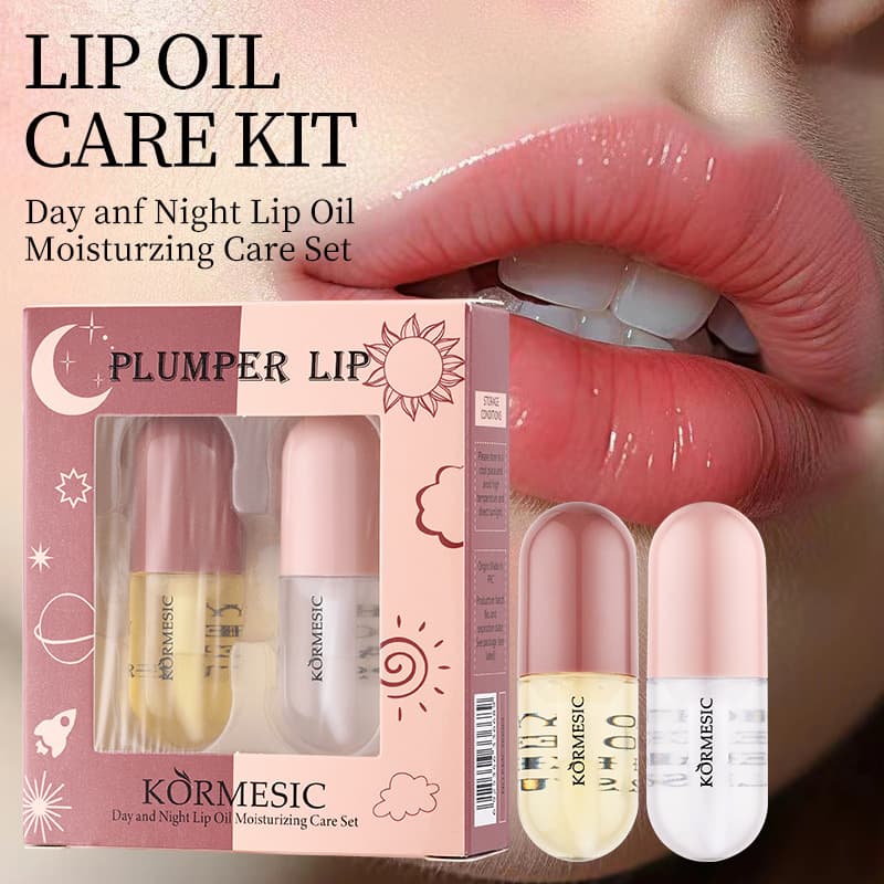 KORMESIC Day and Night Lip Oil Set Moisturizing Nourishing Care Kit Anti-Dryness Cross-Border Trade Wholesale
