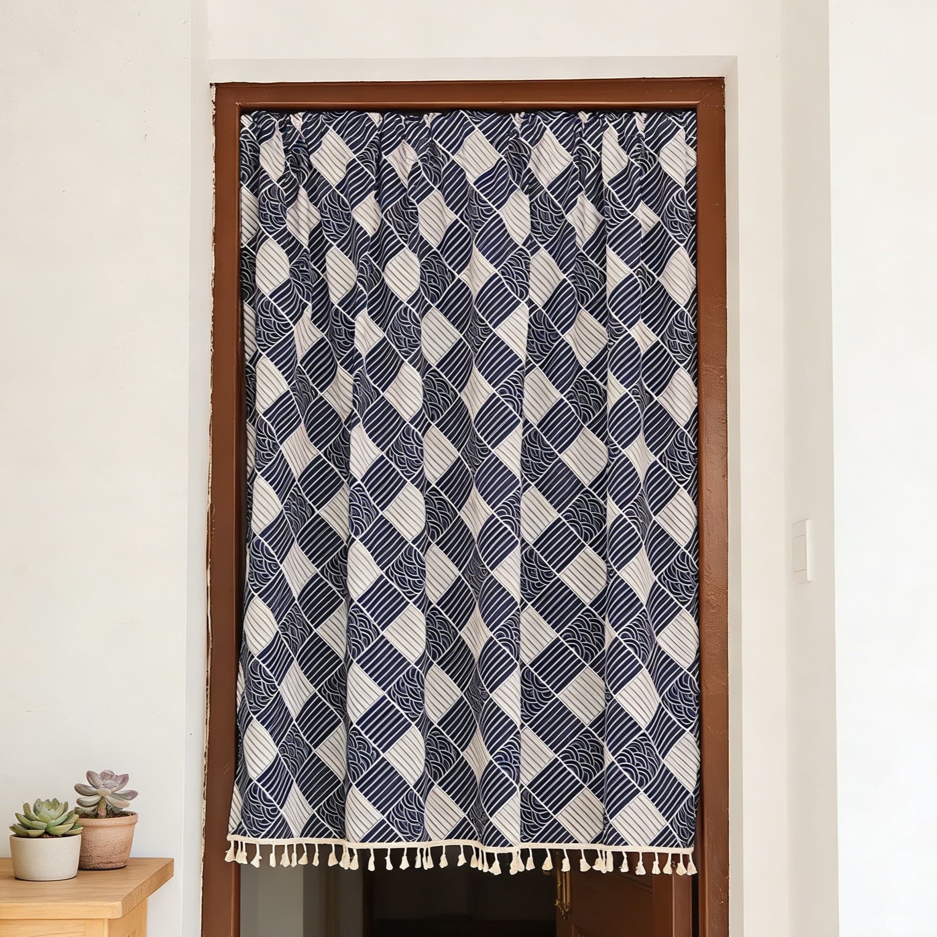 No-drill Japanese-style Half Curtain for Home, Decorative Partition for Guesthouses, Cafes, Bedroom, Kitchen