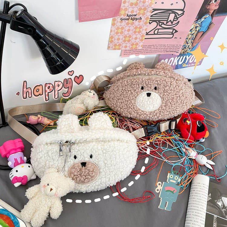 Japanese Harajuku Cartoon Cute Soft Girl Bag Korean Ins Retro Plush Small Crossbody Bag