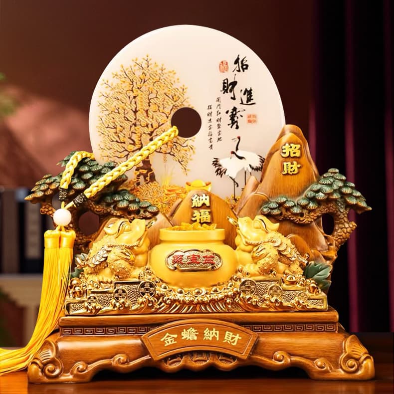 Golden toad wealth ornaments safe buckle office table entrance hall living room creative Chinese resin crafts opening gifts