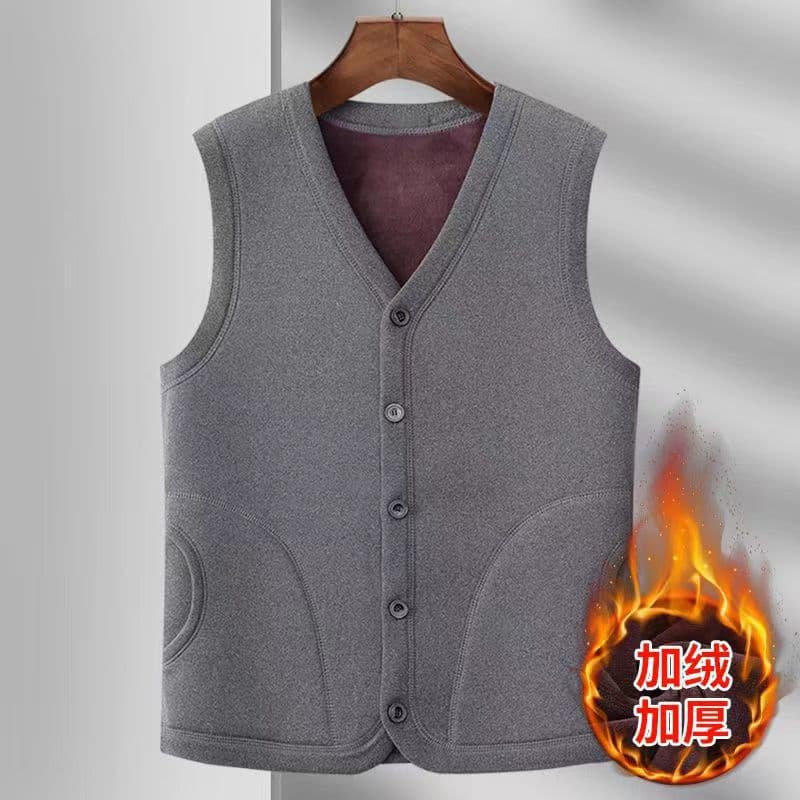 Manufacturer of thermal vests for middle-aged and elderly men, new autumn/winter style with fleece lining and thickened fabric
