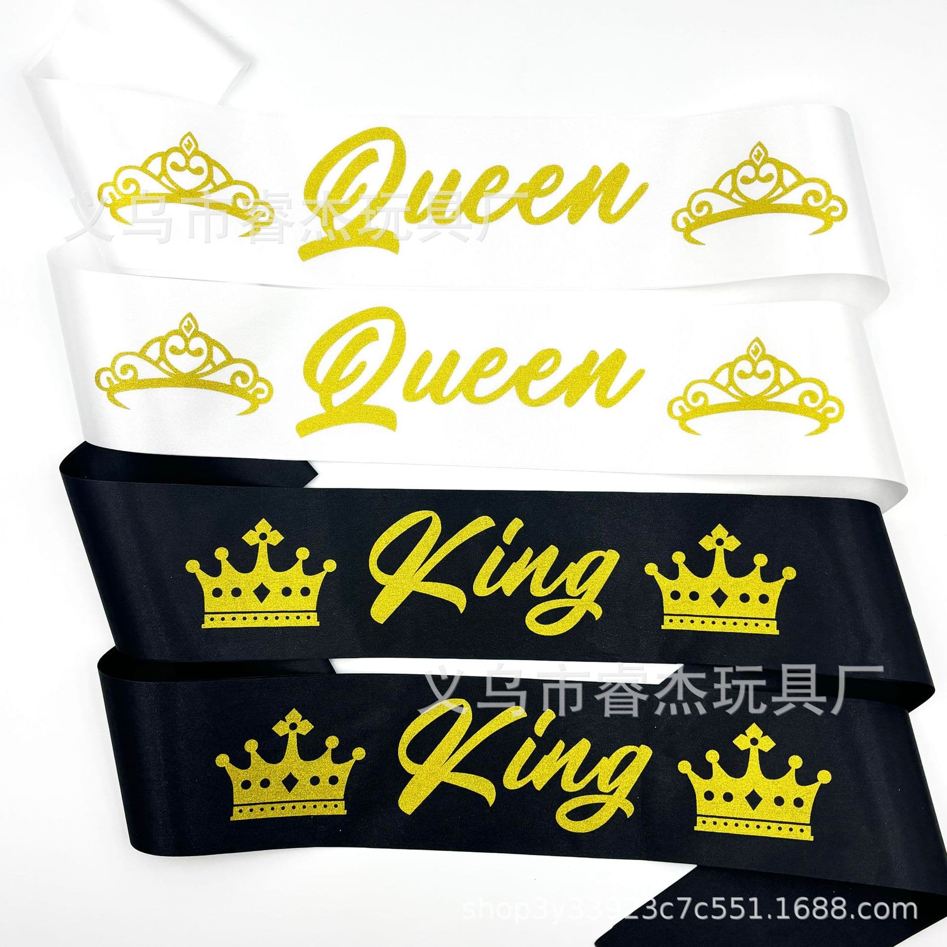 Factory Single Party Dance Satin Fabric Ink King Queen Birthday King Shoulder Strap Ceremony Ribbon Sash