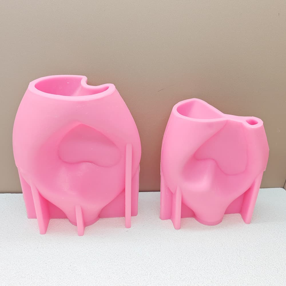 Heart Hollow Vase Silicone Concrete Cake Mold Plaster Double Dried Flower Arrangement Art Decor