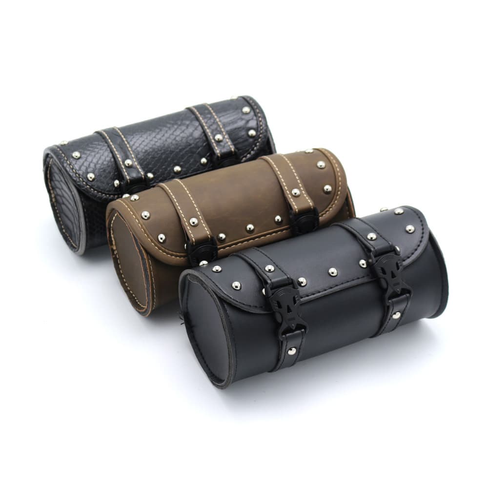 Retro PU Leather Bicycle Tool Bag Electric Scooter Universal Hanging Head Bag Riding Bag for Cycling And Skateboarding