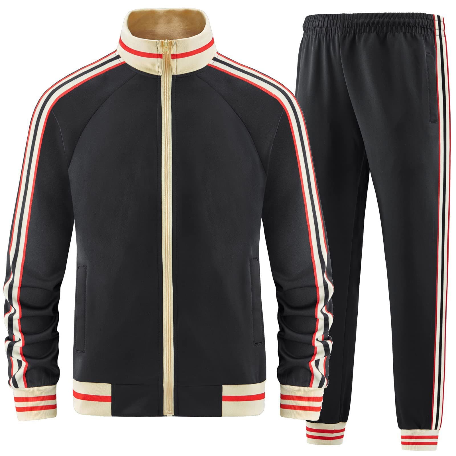 Cross-Border Sportswear Set Retro Hip-Hop Long Sleeve Full Zip Tracksuit Jacket + Pants Two-Piece Set Halloween