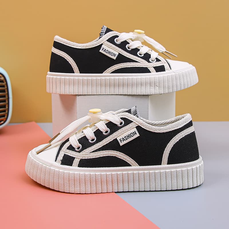 Children's canvas shoes, girls' casual shoes, 2025 new style, boys' anti-slip skate shoes, sports shoes for medium and large children, biscuit sole.