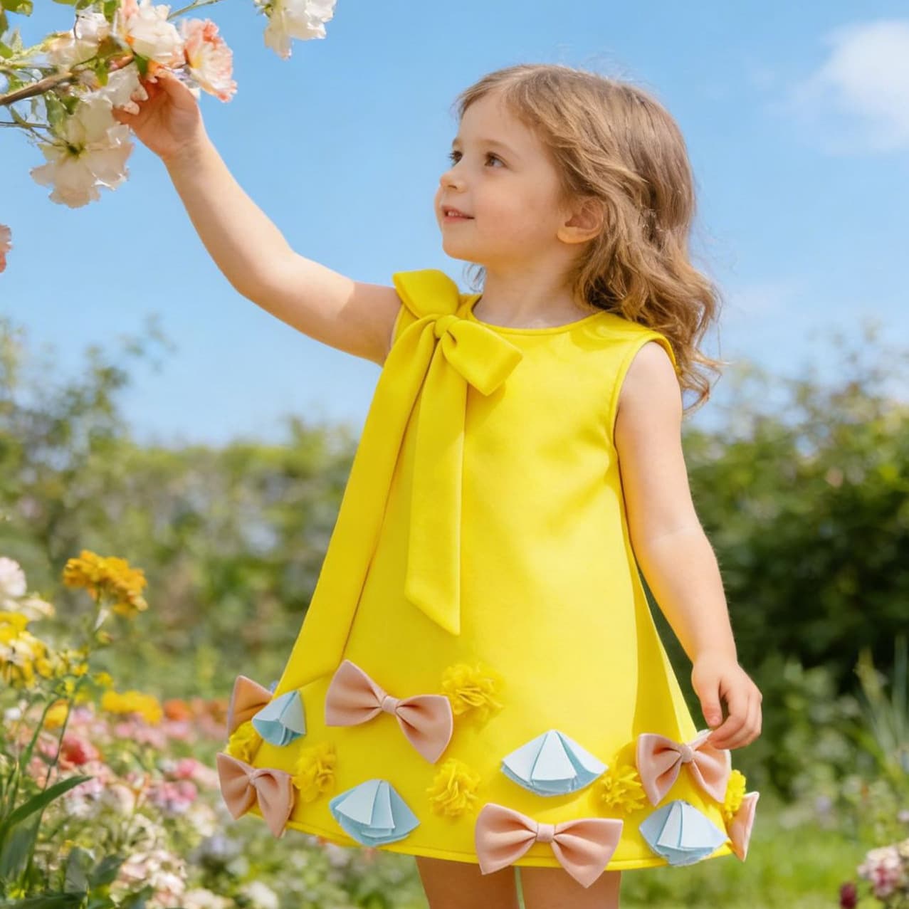 Children's Princess Dress, Sleeveless with Large Bow Applique, Birthday Party, Cross-Border Export