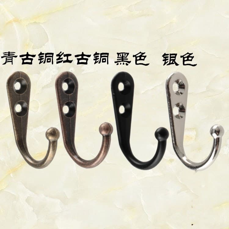 Zinc alloy hook single hook double hook clothes hook antique handicraft accessories coat hook cabinet decoration retro hook