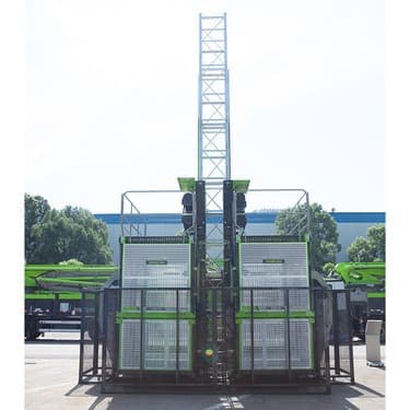 Used elevators from 2020, Zoomlion brand SC200 construction hoists, single or double cage, for construction sites.